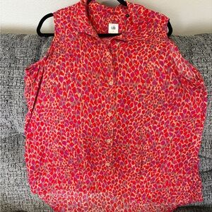 CAbi Multi Color Sleeveless Notched Collar Button Down
